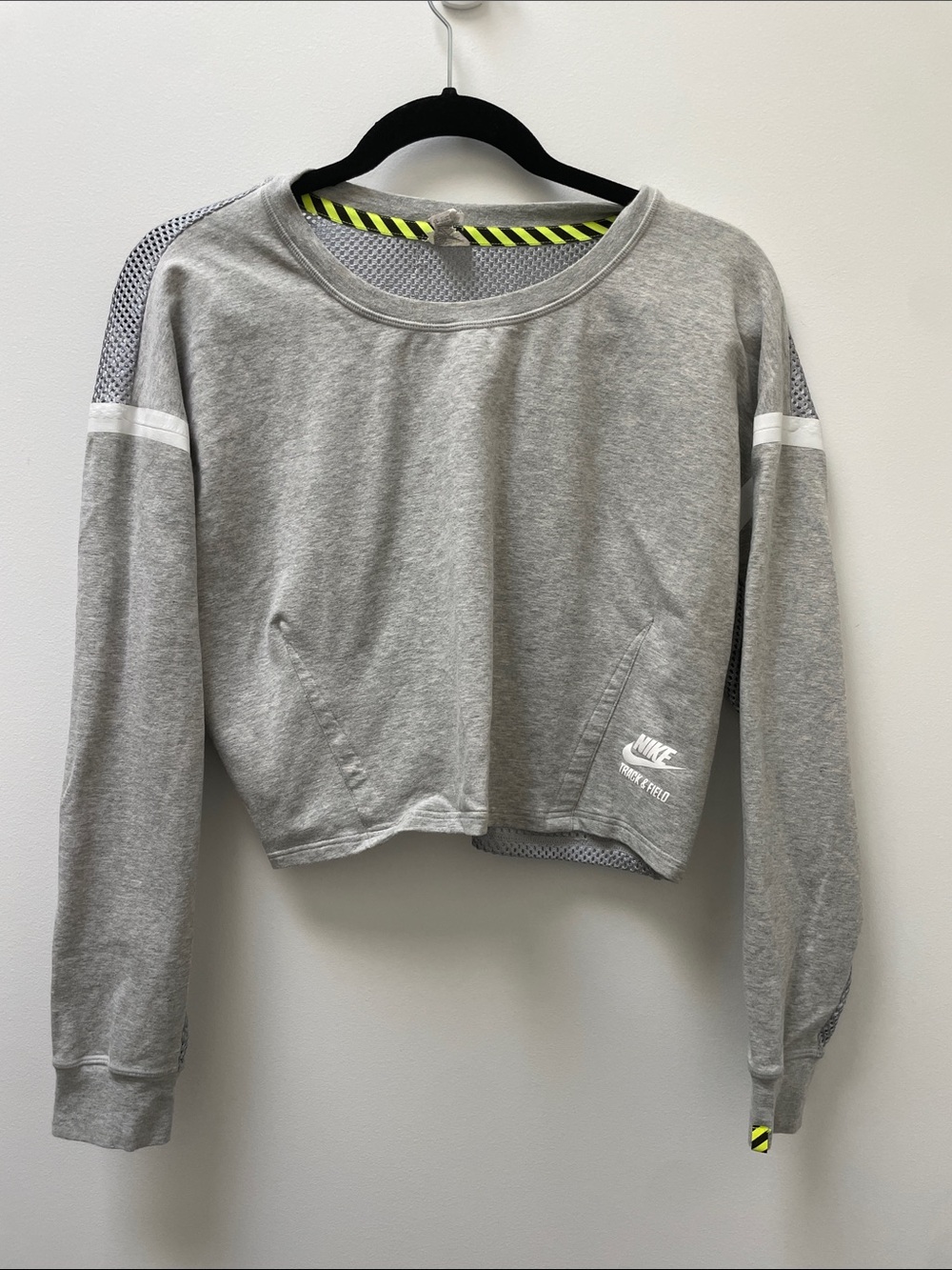 Nike Track and Field Grey Mesh Back Cropped Sweatshirt Size Medium
